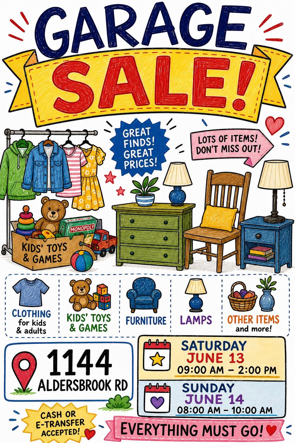 Multi-Family Garage Sale - Clothing, Toys, Furniture & More - London, ON