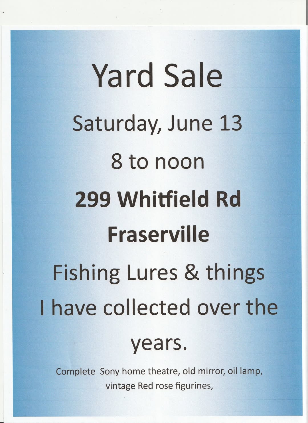 Fishing Lures & Collectibles Yard Sale - Fraserville, ON