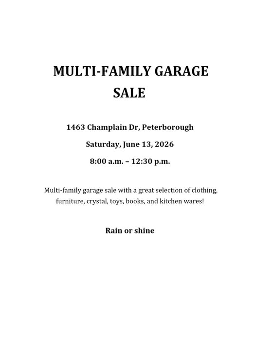 Multi-Family Garage Sale - Peterborough, ON