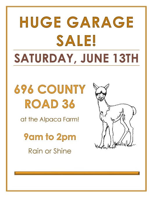 Huge Garage Sale at the Alpaca Farm - Peterborough, ON