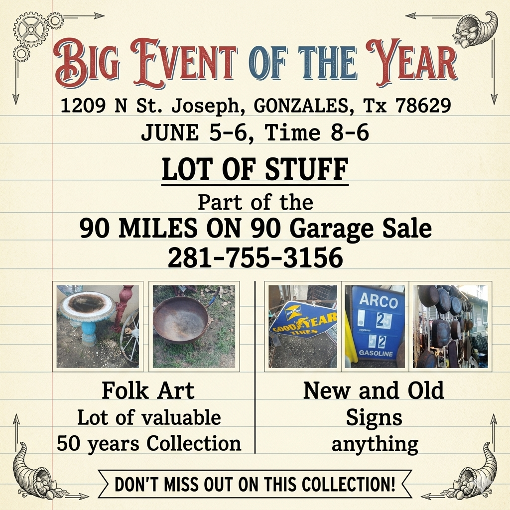 BIG EVENT OF THE YEAR: 90 MILES ON 90 Garage Sale