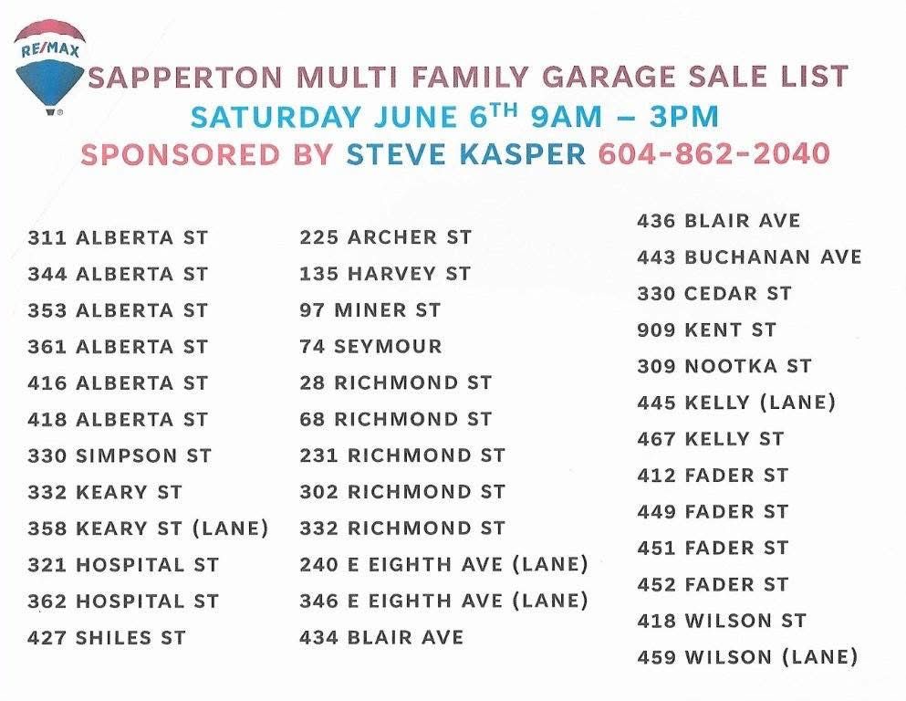 Sapperton Multi Family Garage Sale