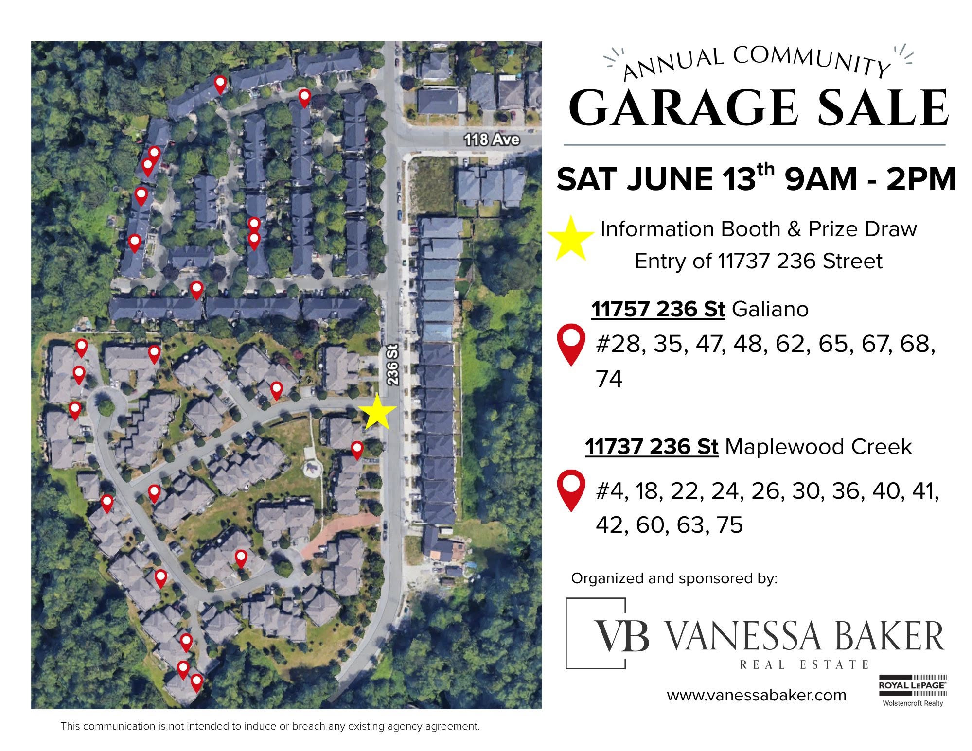 Garage Sale - #22 Maplewood Creek - Maple Ridge, BC