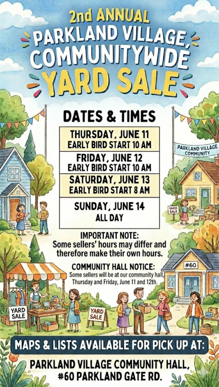 (25+ Houses) Parkland Village Community Yard Sale - Day 1 of 4 (Thursday)